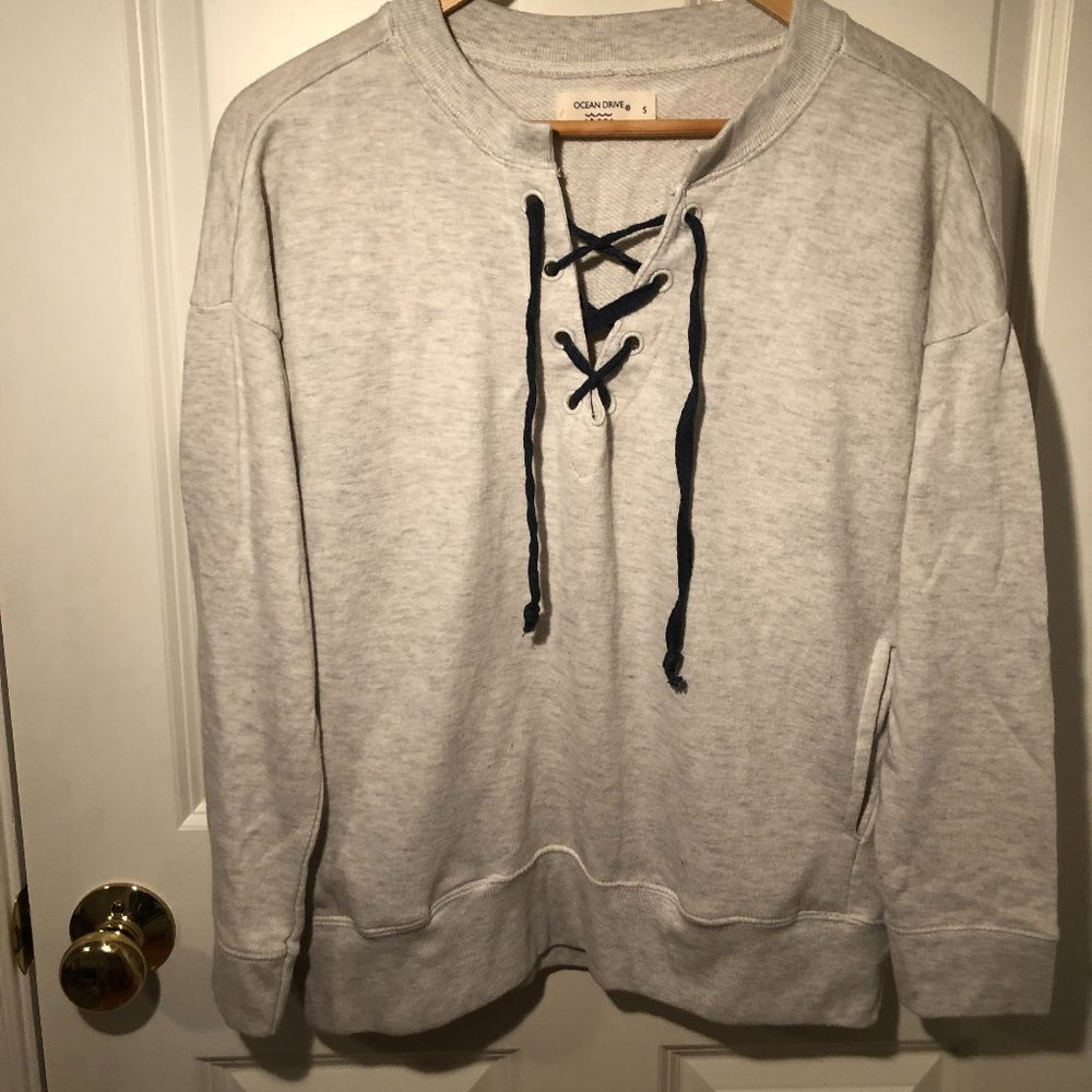 Ocean Drive women's lace up sweatshirt- size S